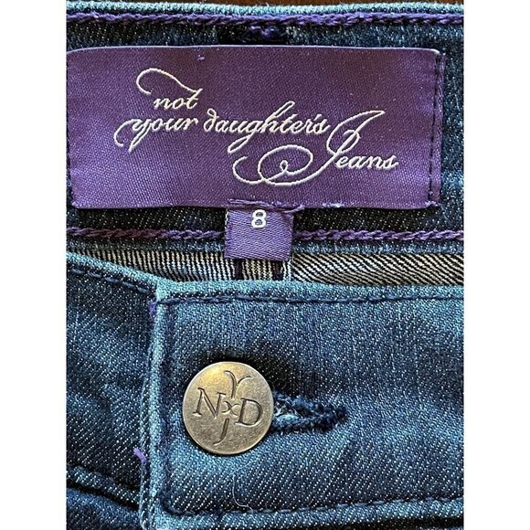 NYDJ Straight Leg Mid Rise Dark Wash Jeans With‎ Jeweled Back Pockets Size 8 - Picture 7 of 12